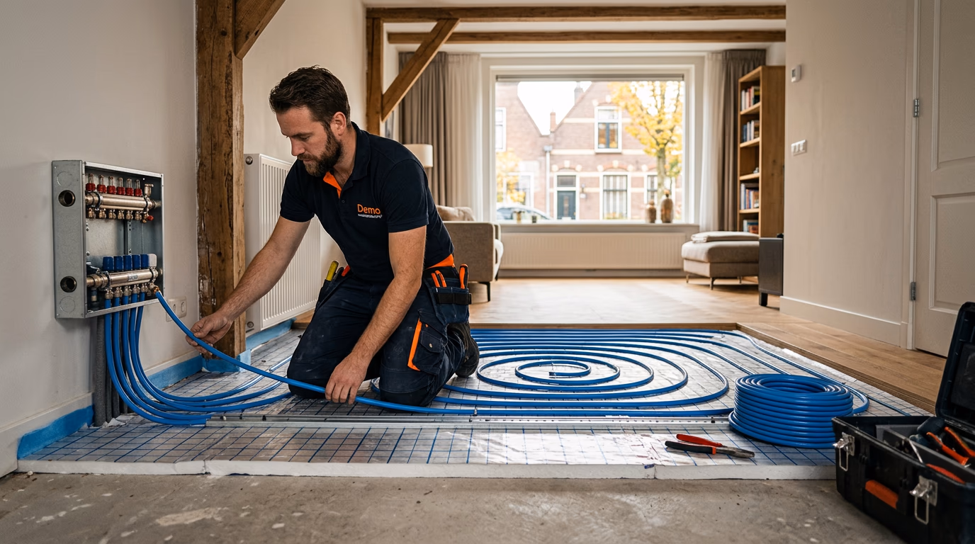 Vloerverwarming aanleggen in een bestaande woning: Mogelijkheden en kosten - illustratie voor Demo Installatiebedrijf