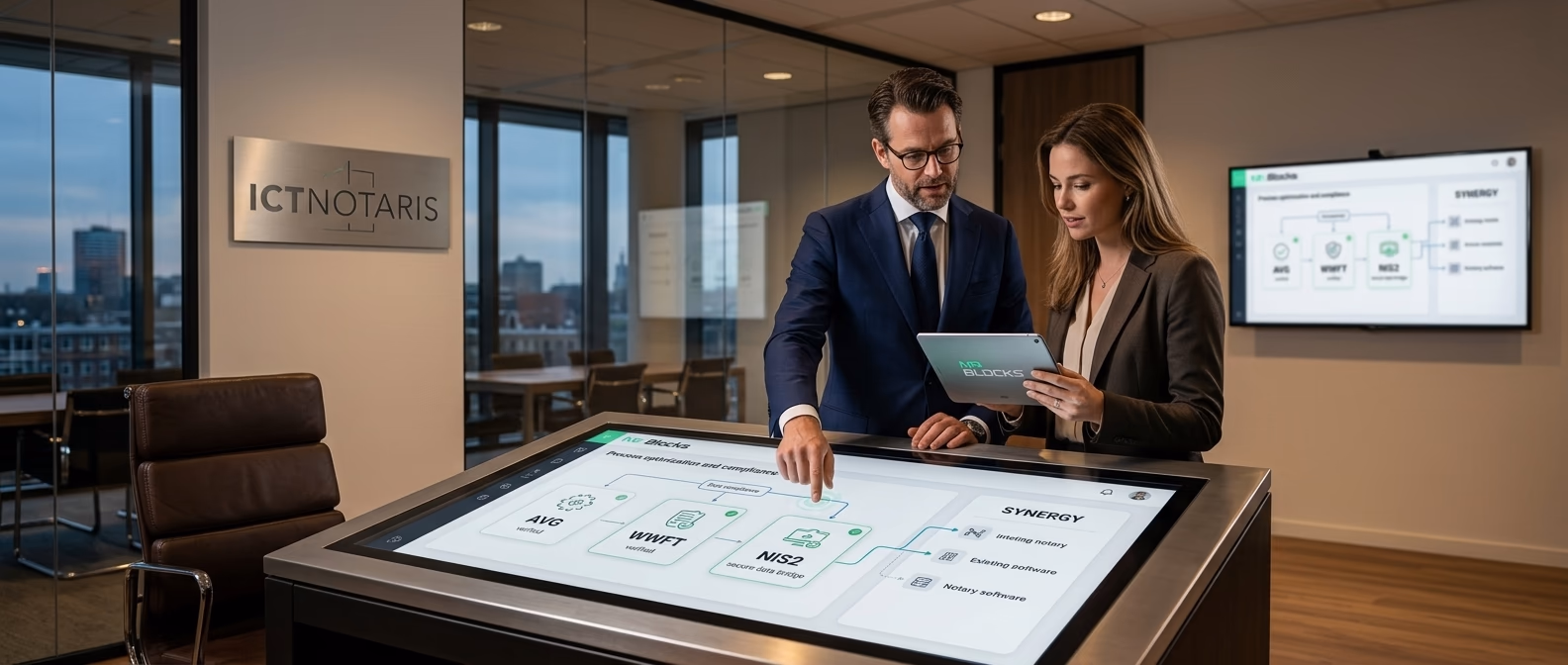Mr. Blocks: Innovatieve softwareoplossingen voor de notarispraktijk - illustratie voor Ictnotaris