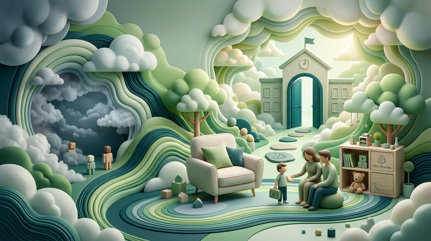 Wat te doen als je kind niet naar school wil: een holistische gids voor ouders en professionals - illustratie voor Mio Mondo